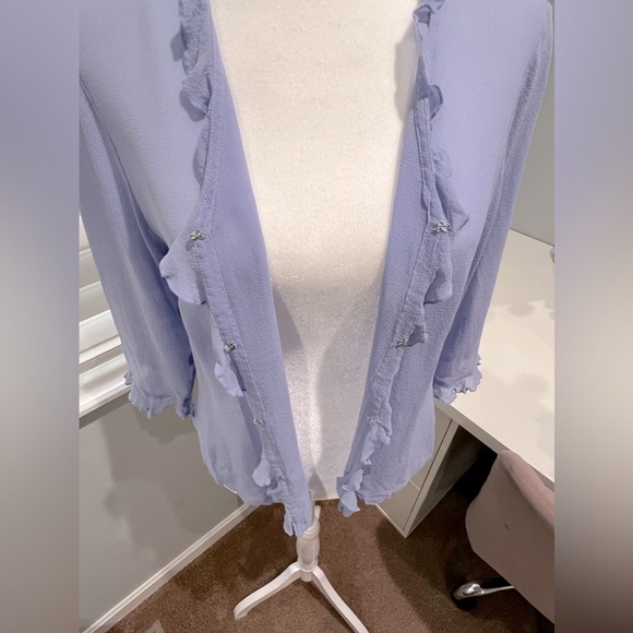 Vintage Christopher & Banks 100% Silk Ruffle Trim‎ Top - Picture 4 of 8